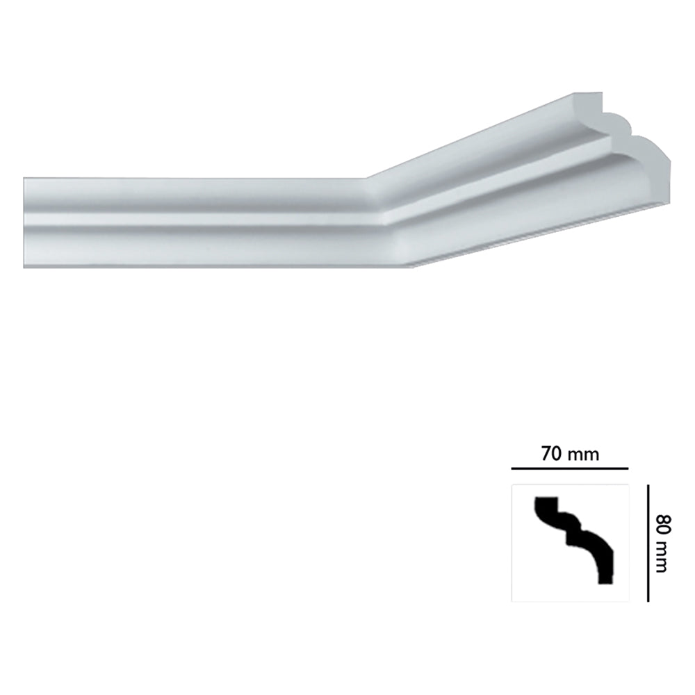 CORNICE DECORATIVA PER SOFFITTO mod. I785 - mm. 70 x 80 x 2 mt