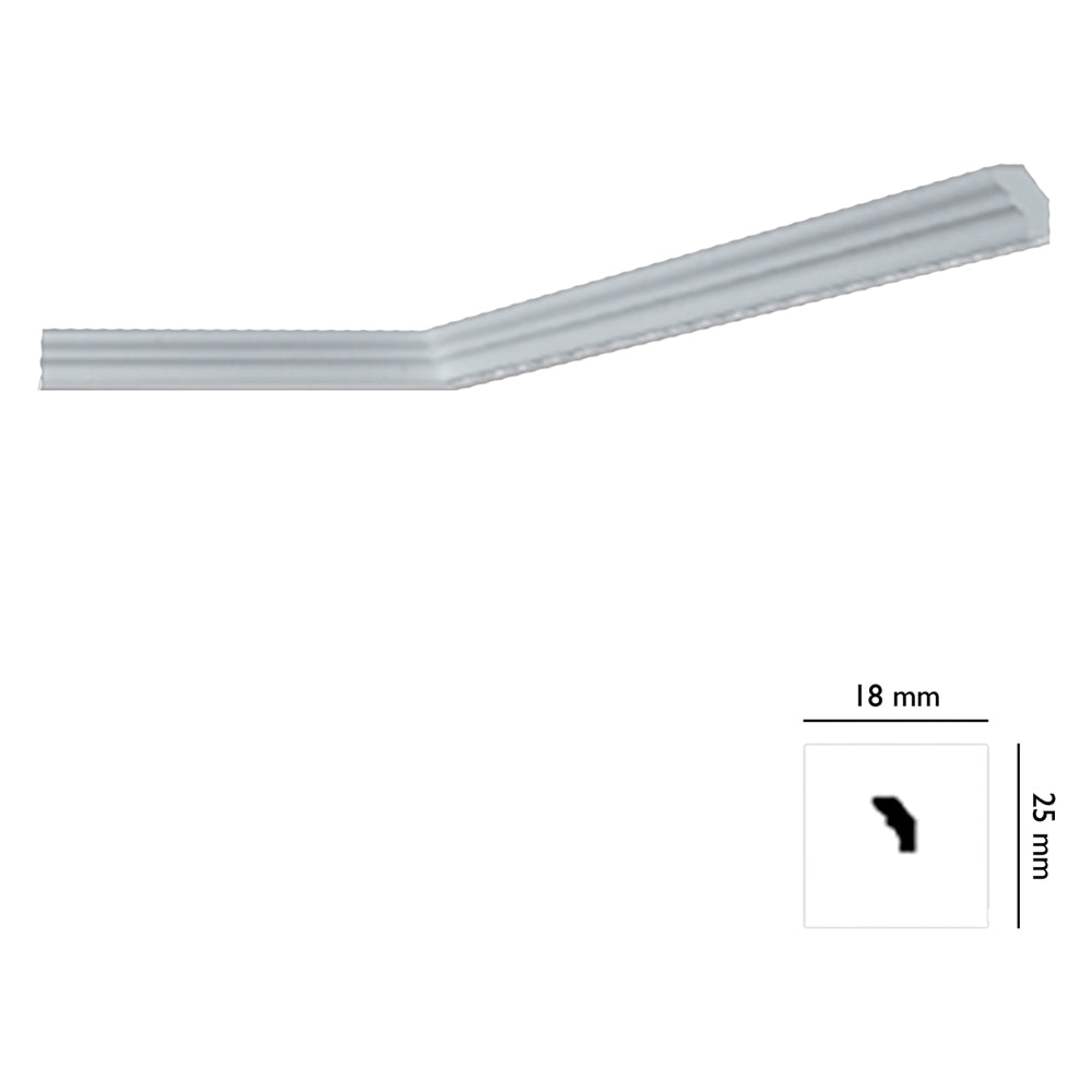CORNICE DECORATIVA PER SOFFITTO mod. I725 - mm. 18 x  25 x 2 mt