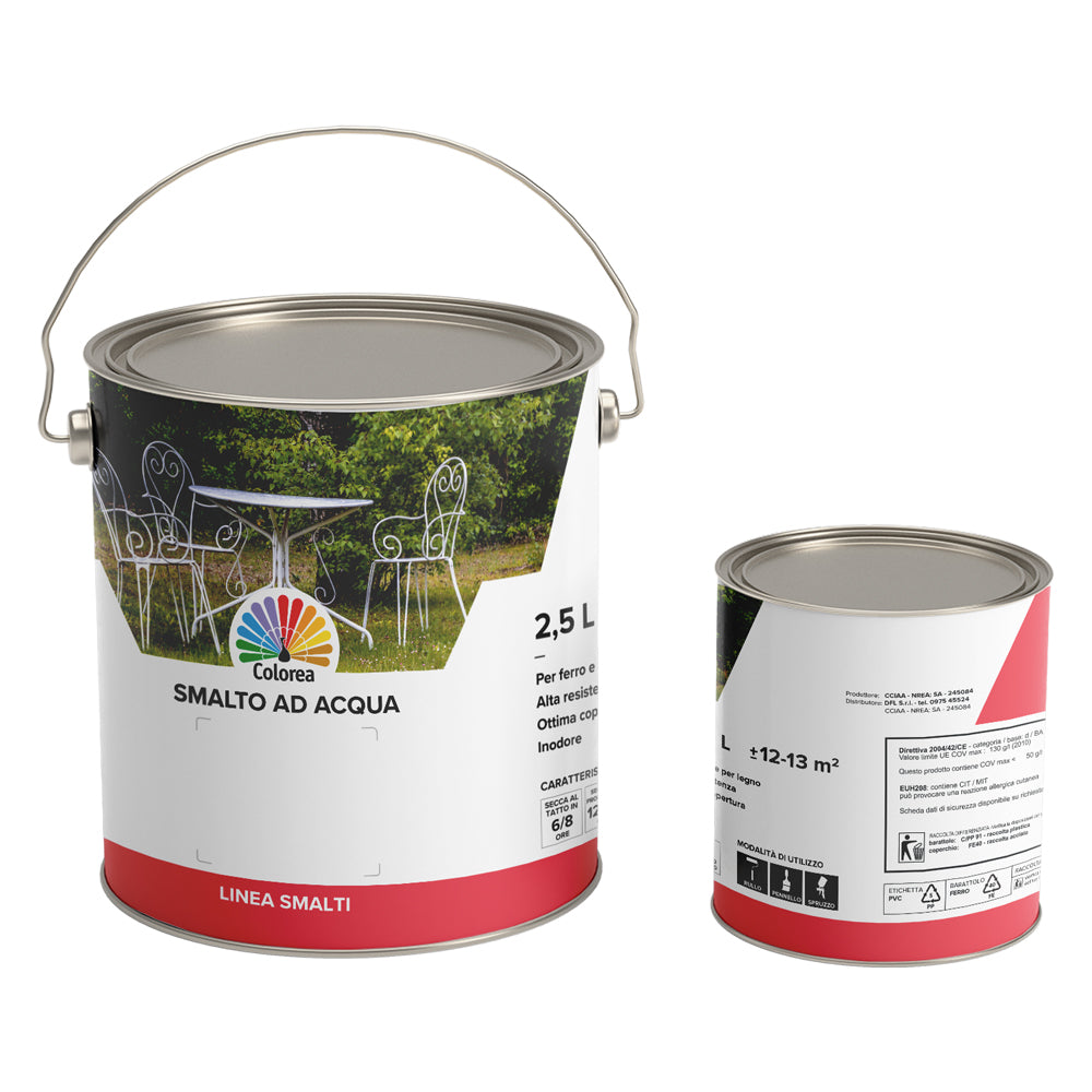 SMALTO ALL'ACQUA 'COLOREA' Lt. 0,750 grigio ferro lucido