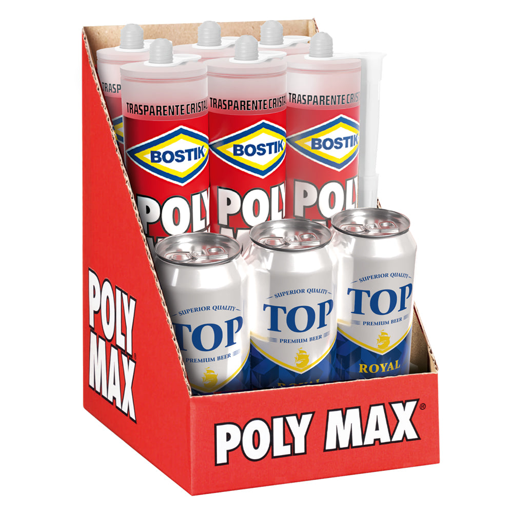 DISPLAY Universal-Dichtmittel 'POLY MAX' ORIGINAL EXPRESS 6 x 500 g mit 3 x 500 ml Bier gratis