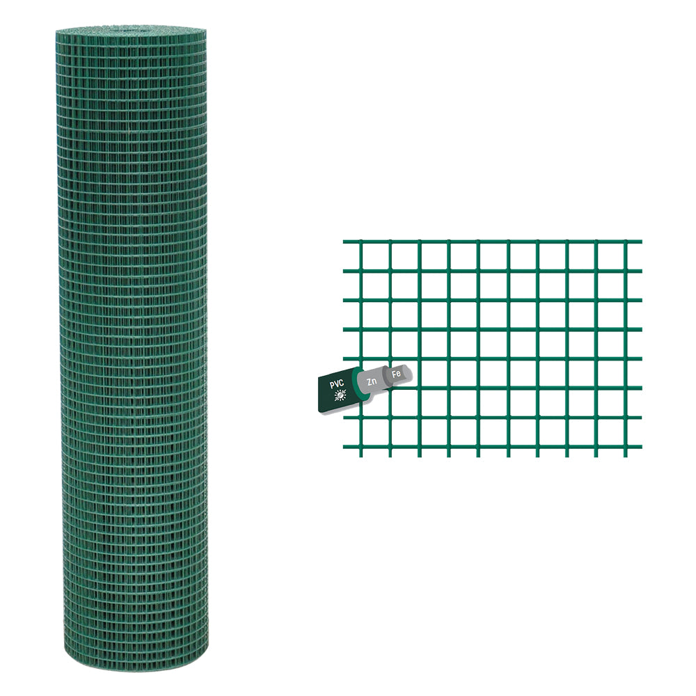 GRILLE SOUDÉE PLASTIFIÉE 12 x 12 Fil Ø mm. 1,2 - H. cm 50 x ml. 25