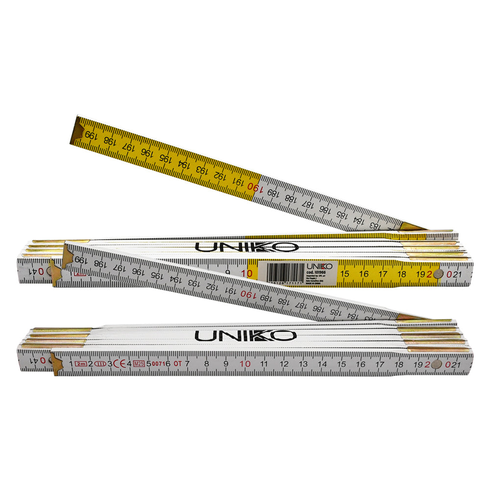 Zollstock "UNIKO" Farbe Weiß und Gelb