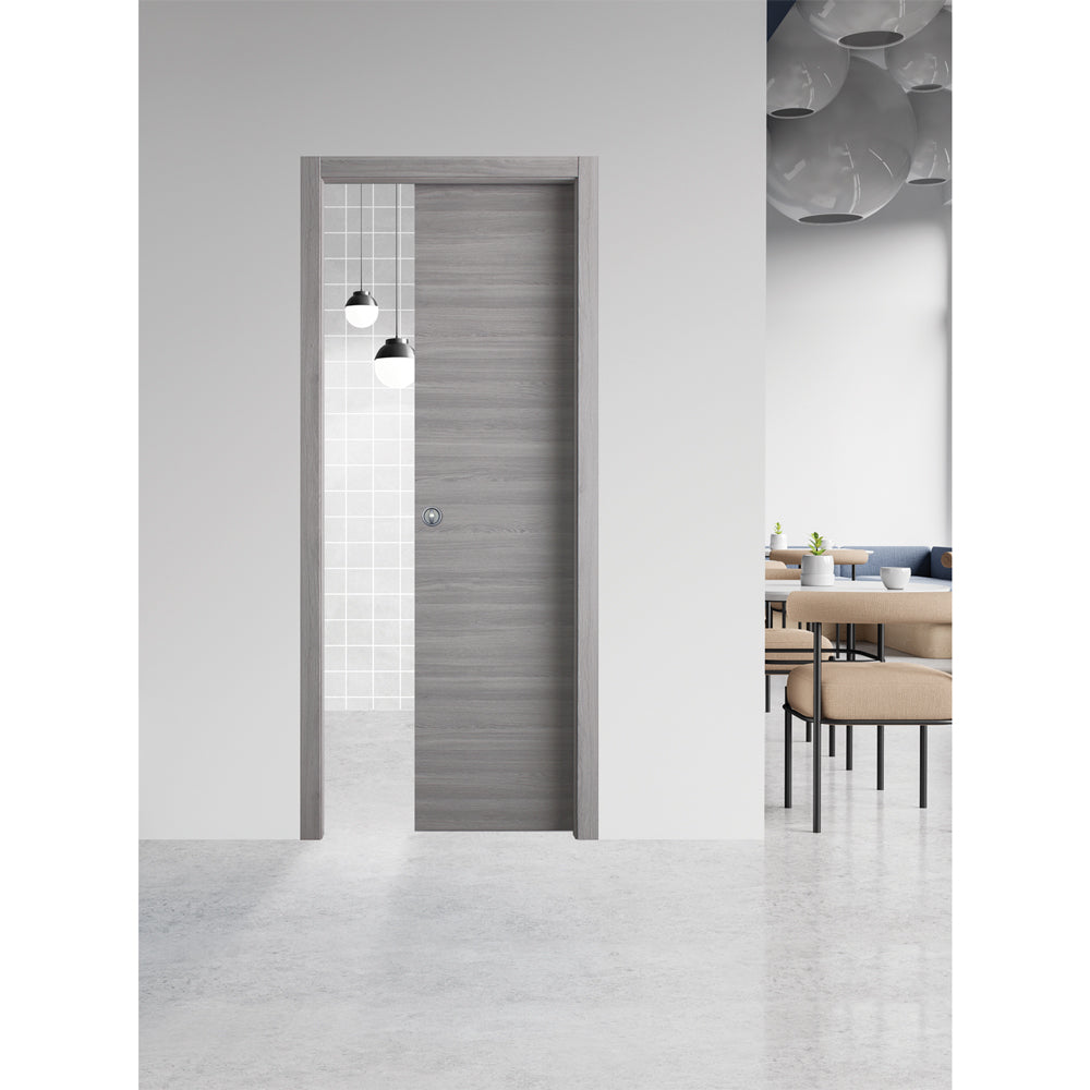 PORTA SCORREVOLE 'GINEVRA' cm 90 x 210 (98 x 214) - col. micro grigio