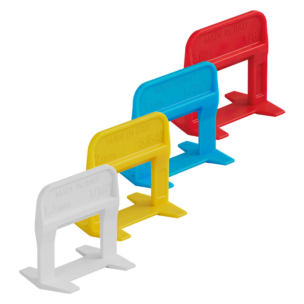 BASE NIVELANTE AVEC FENTE POUR CALE 'RLS EVO' H. 12 mm - joint 3 mm - conf. 250 pces - coul. rouge