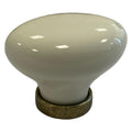 BOUTON DE MEUBLE « OVALE » base laiton vieilli / fond ivoire sans décor