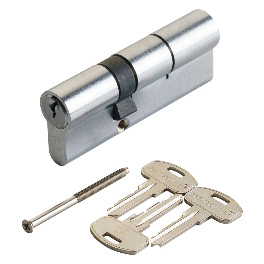 PROFILZYLINDER DOPPELT SERIE 'KY' mm 35+10+35 = 80 (40+40) matt verchromt