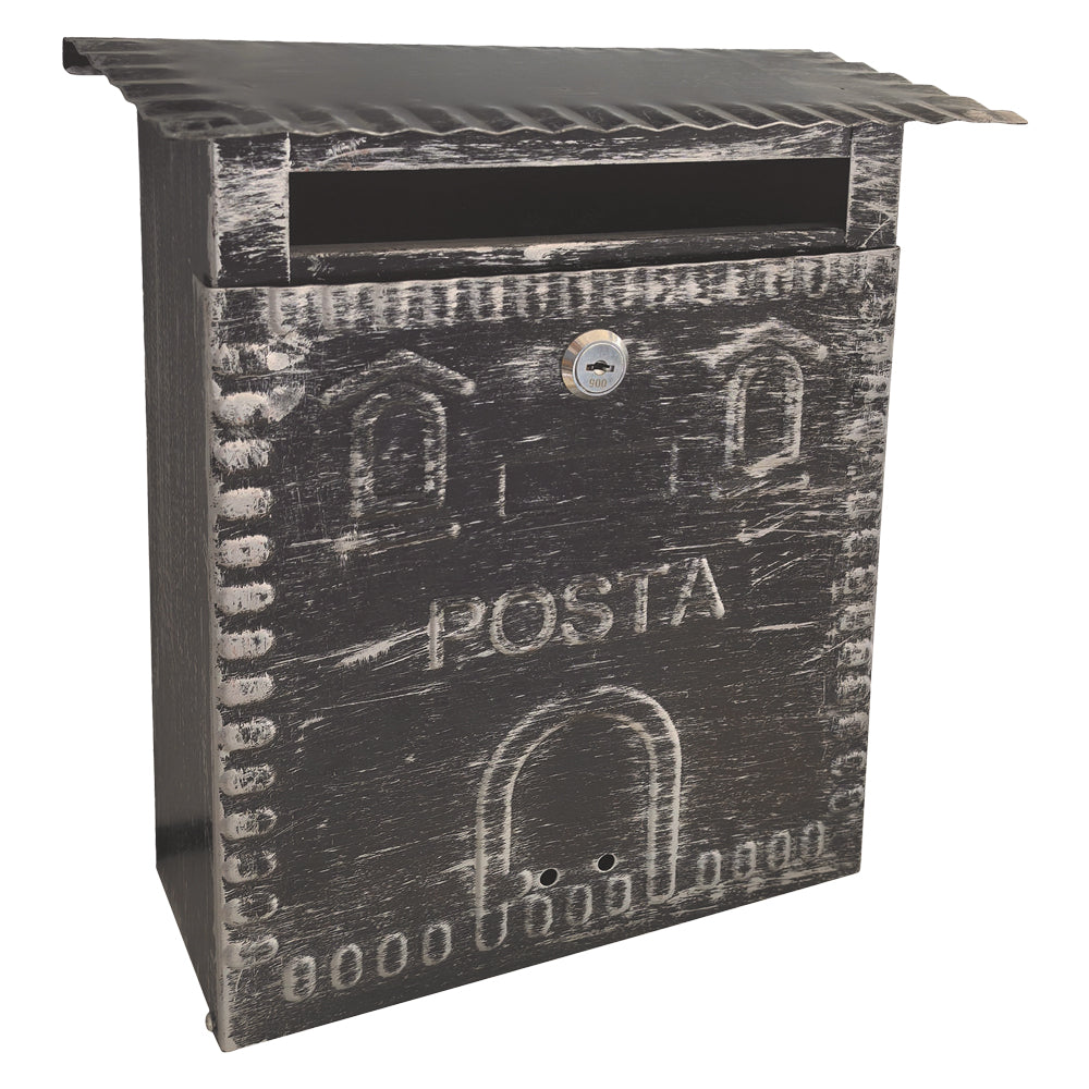 BOÎTE AUX LETTRES 'FRESIA' 26x10 x H 29 cm - argent/noir antique
