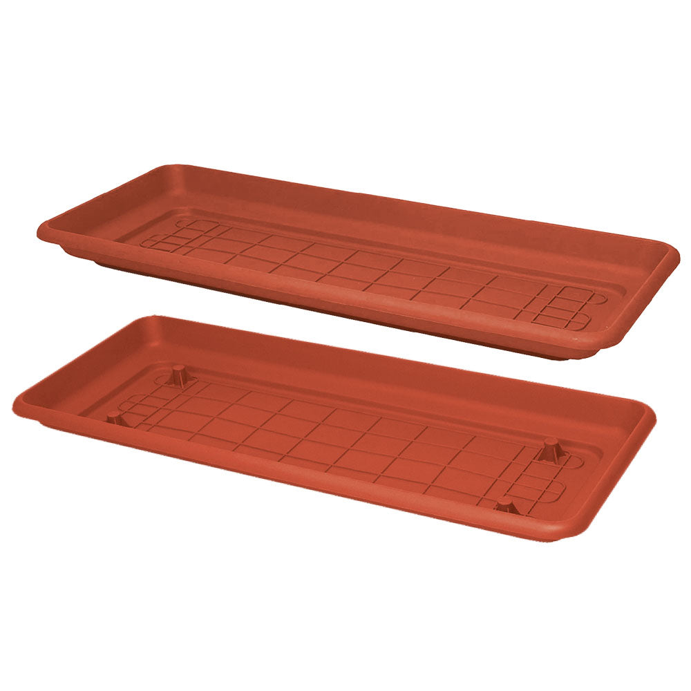 SOUCOUPE POUR JARDINIÈRE RECTANGULAIRE 'MAXI' 60 x 30 cm - avec encoches pour la préparation des roulettes