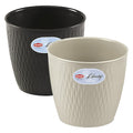POT ROND 'LIBERTY' ø 25 x h.23 - blanc travertin