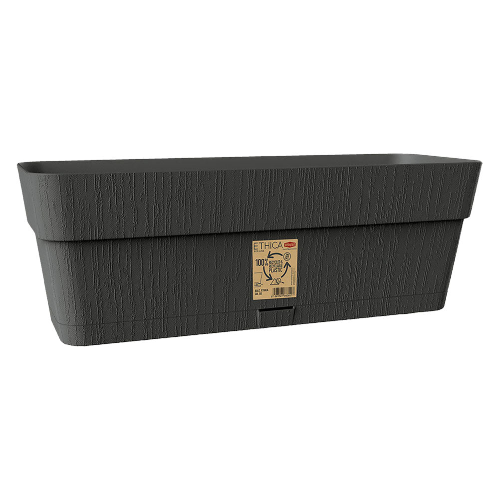 Rechteckiger Balkonkasten "ETHICA" 50 x 18 x 17 cm - 9,5 Liter - Graphit