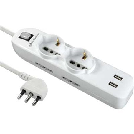 MULTIPRISE POLYVALENTE AVEC USB 2+4 Prises + 2 USB