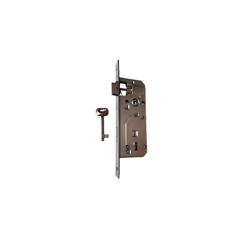 SERRATURA PER PORTE IN LEGNO 'PATENT' FRONTALE BORDO TONDO BONAITI E50 - Bronzata