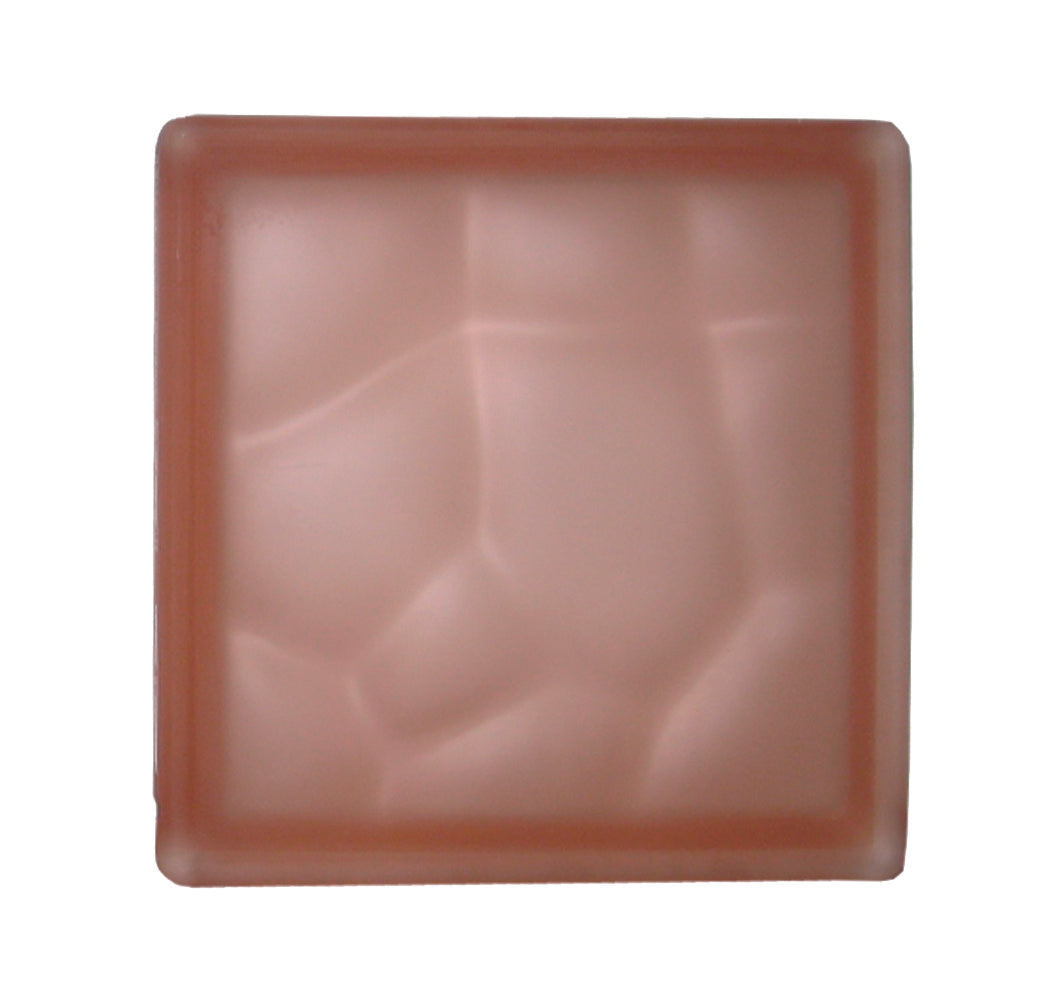 BRIQUE DE VERRE ONDULÉE ROSE SATINÉE 19x19x8 cm