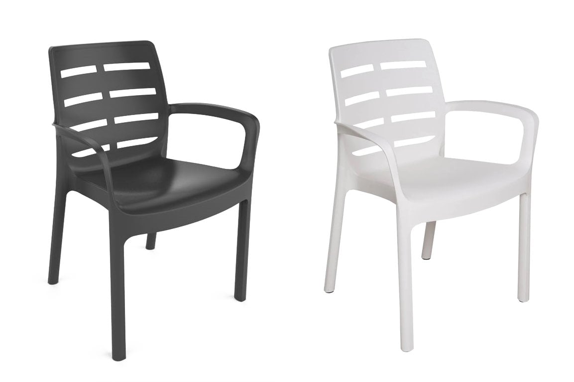 SEDIA IMPILABILE CON BRACCIOLI 'BORNEO' Colore Bianco
