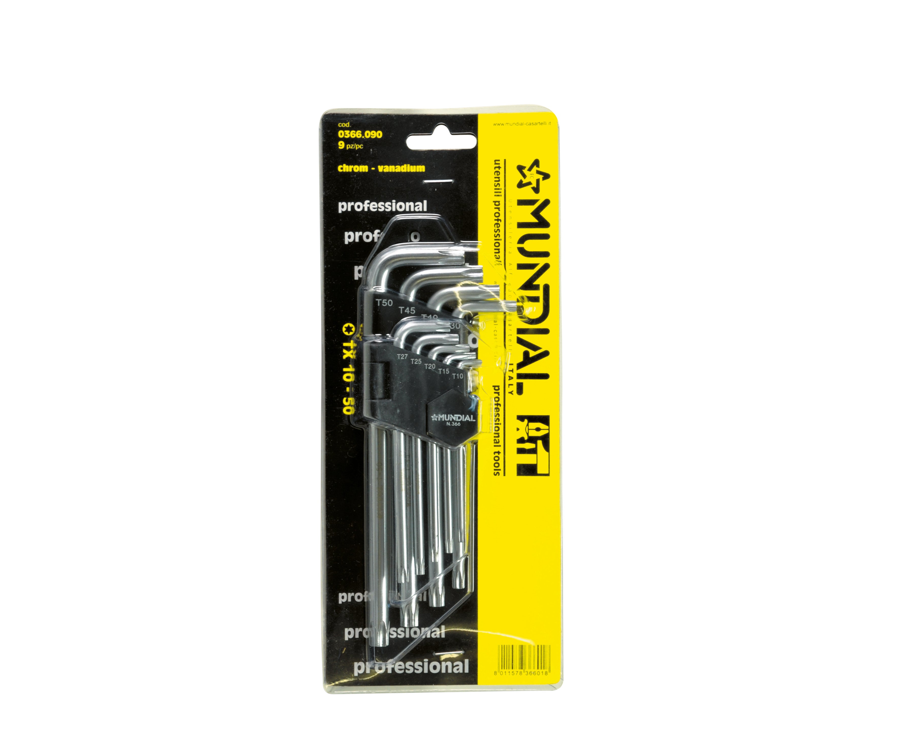 SERIE CHIAVI PROLUNGATE TORX MUNDIAL 9 pezzi (TX 10 a 50)