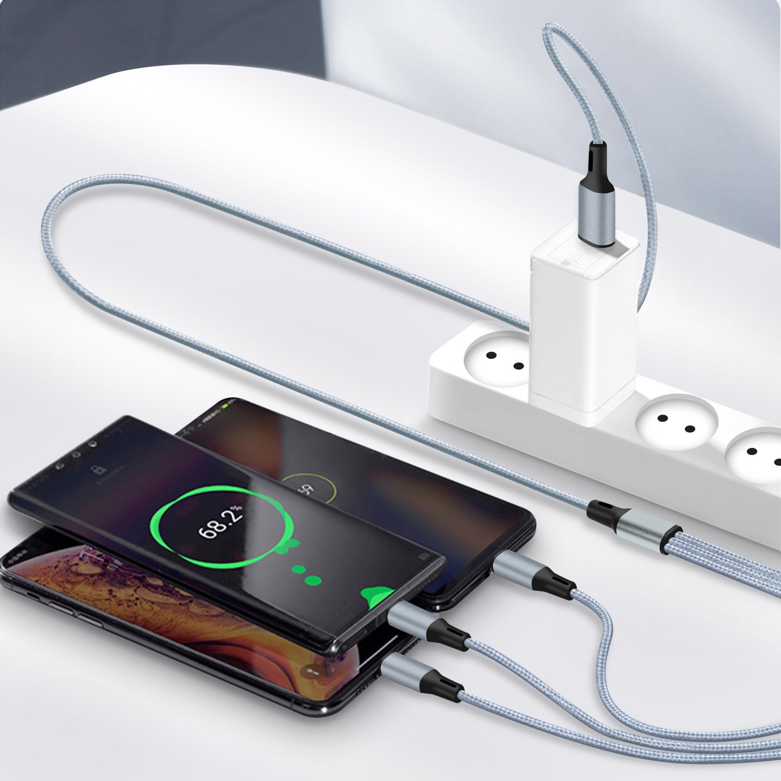 CHARGEUR USB MAISON/VOITURE AVEC CÂBLE DE CHARGE Pour tablettes et smartphones