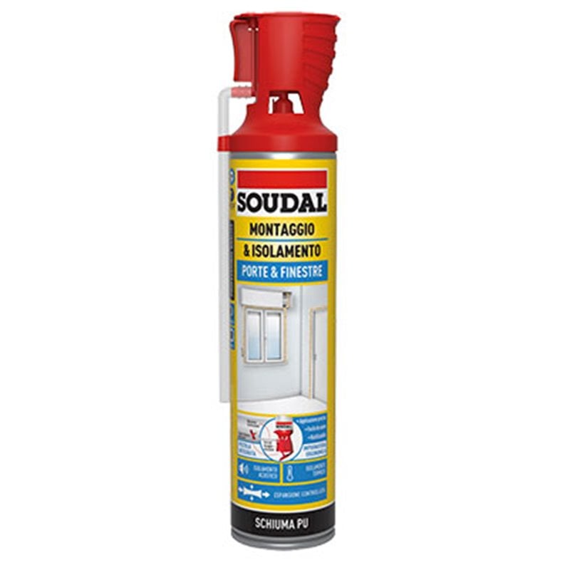 SCHIUMA POLIURETANICA PORTE E FINESTRE CON APPLICATORE SOUDAL 600 ml