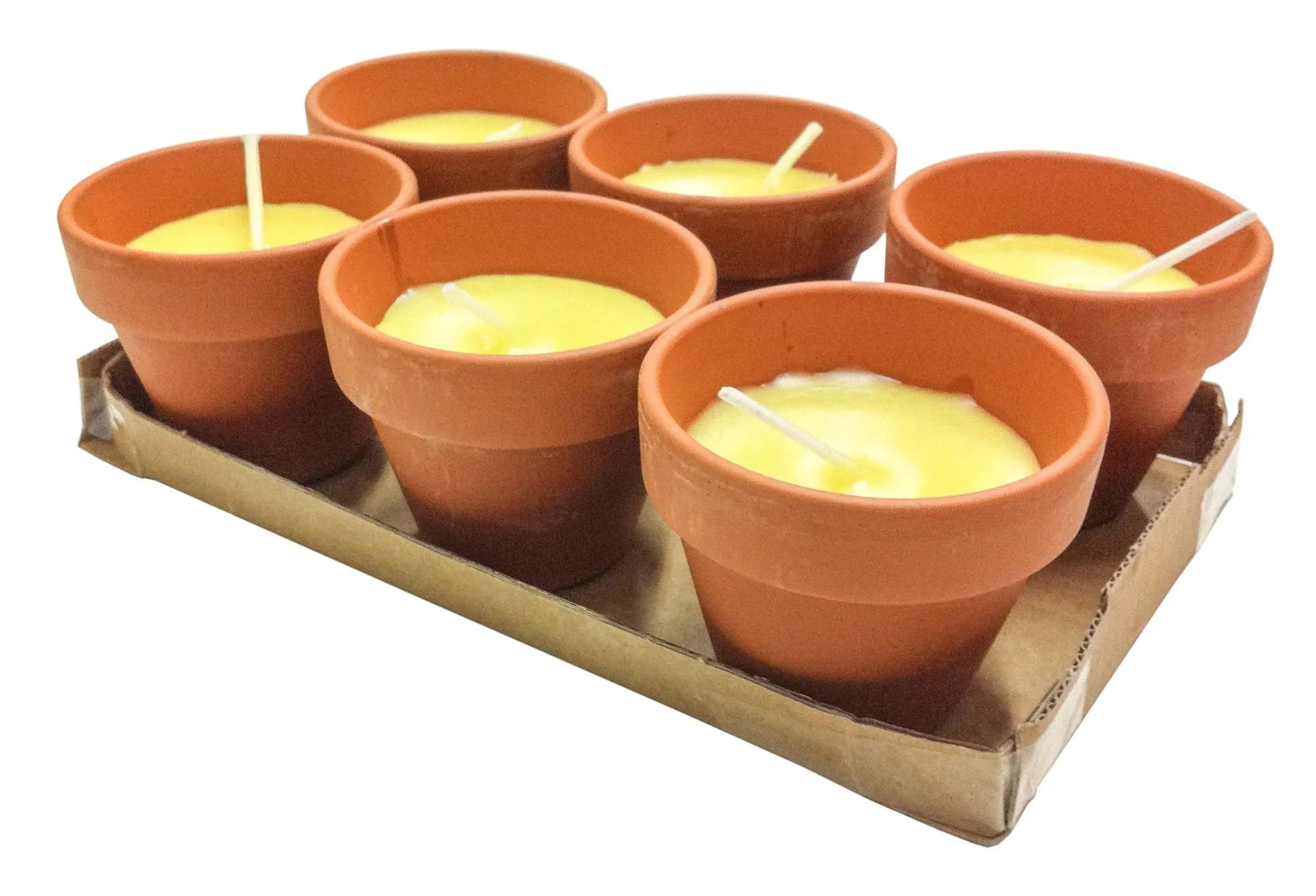 KIT CANDELE ALLA CITRONELLA IN TERRACOTTA Ø 6x6h cm - Confezione 6 pezzi