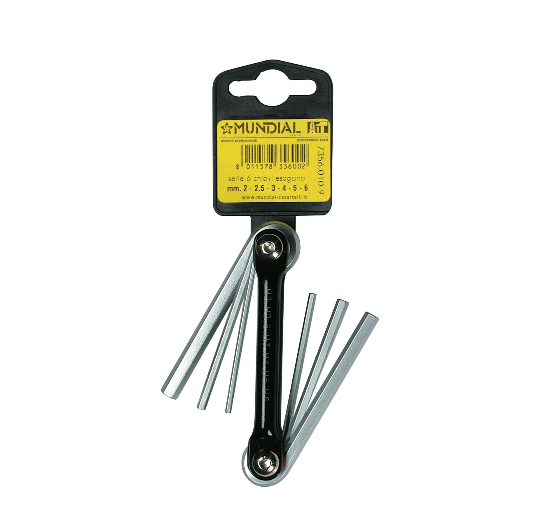 SET CHIAVI ESAGONO MUNDIAL 2 - 2,5 - 3 - 4 - 5 - 6 mm