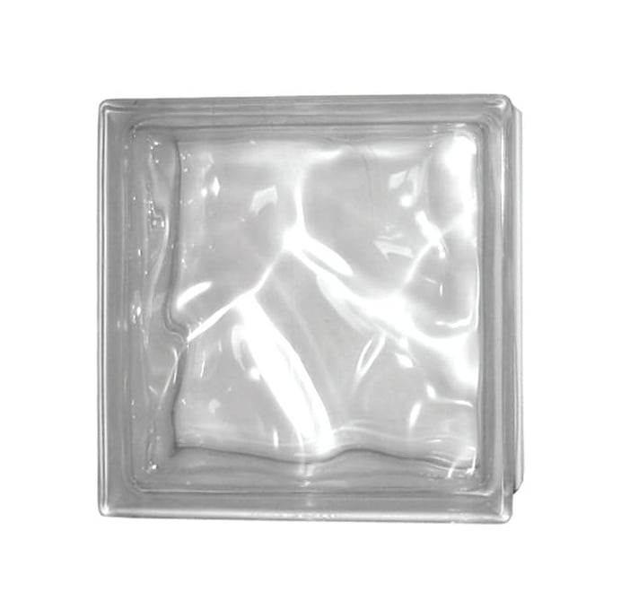 BRIQUE DE VERRE ONDULÉE TRANSPARENTE 19x19x8 cm