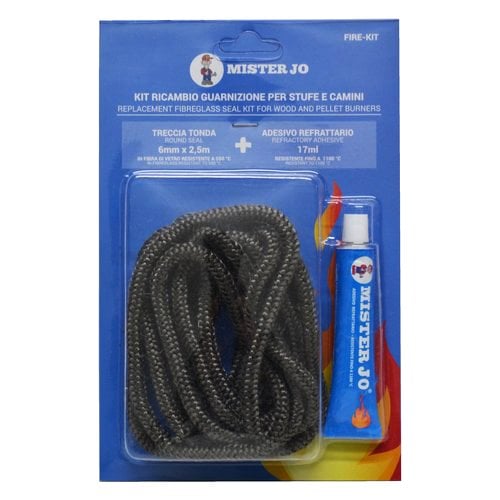 KIT RICAMBIO TRECCIA + SILICONE ALTA TEMPERATURA 60 ml- Ø 10x2,5 mt