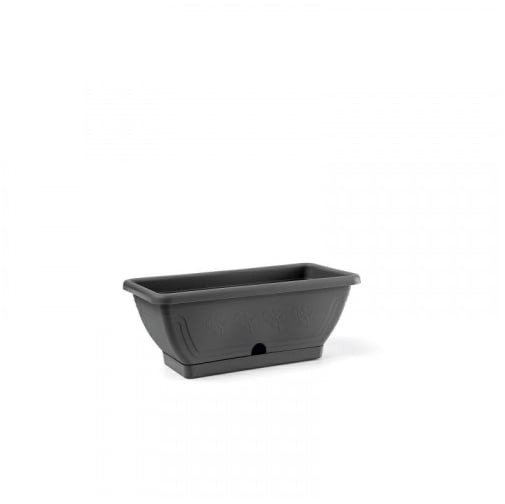 JARDINIÈRE AVEC SOUCOUPE « VENEZIA » 60x19x16h cm - Couleur anthracite