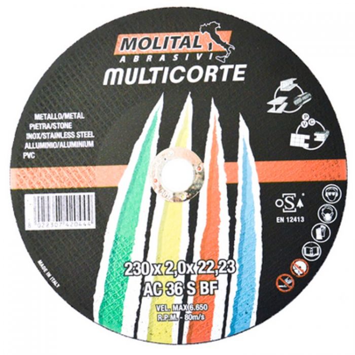 DISCO DA TAGLIO UNIVERSALE MOLITAL Ø 230x2,0 mm