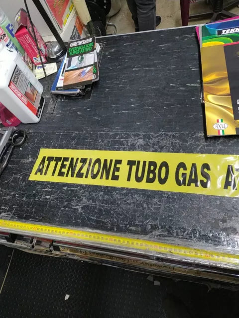 NASTRO SEGNALETICO 'ATTENZIONE TUBO GAS' 10 cm x 200 mt