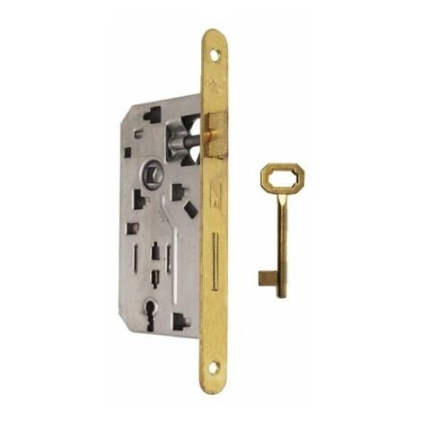 BONAITI E35 TÜRSCHLOSS 'PATENT' FÜR HOLZTÜREN, ECKIGE STIRNPLATTE – Vernickelt