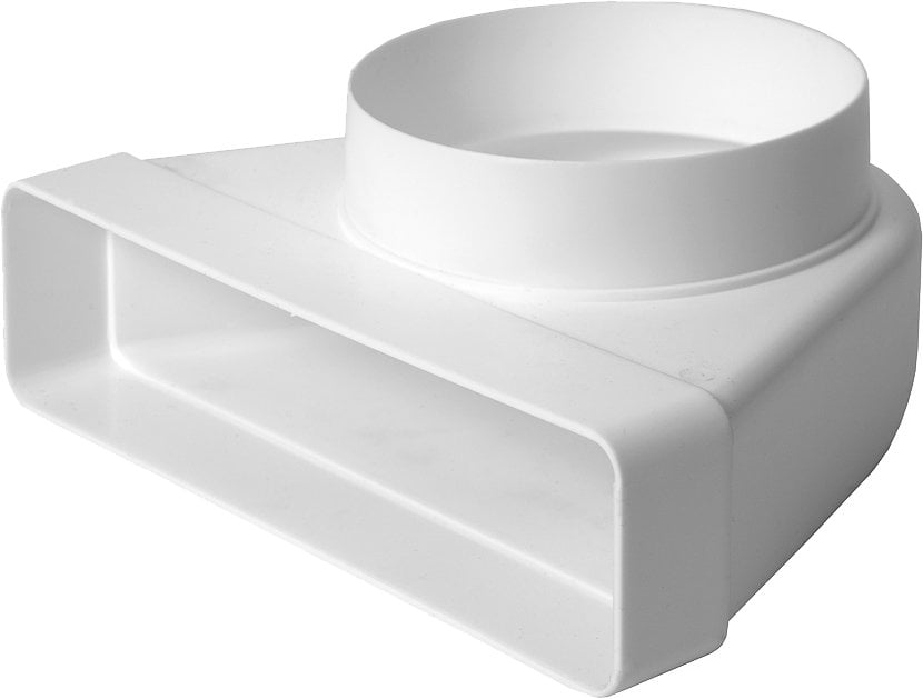 CURVA CON RIDUZIONE DA TUBO TONDO A RETTANGOLARE Da Ø 100 mm a 110x55 mm
