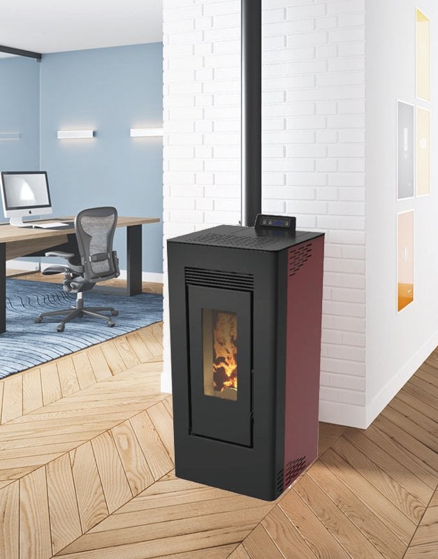 STUFA A PELLET CANALIZZATA 'CLEVER' Kw 11,61 - Colore Bordeaux