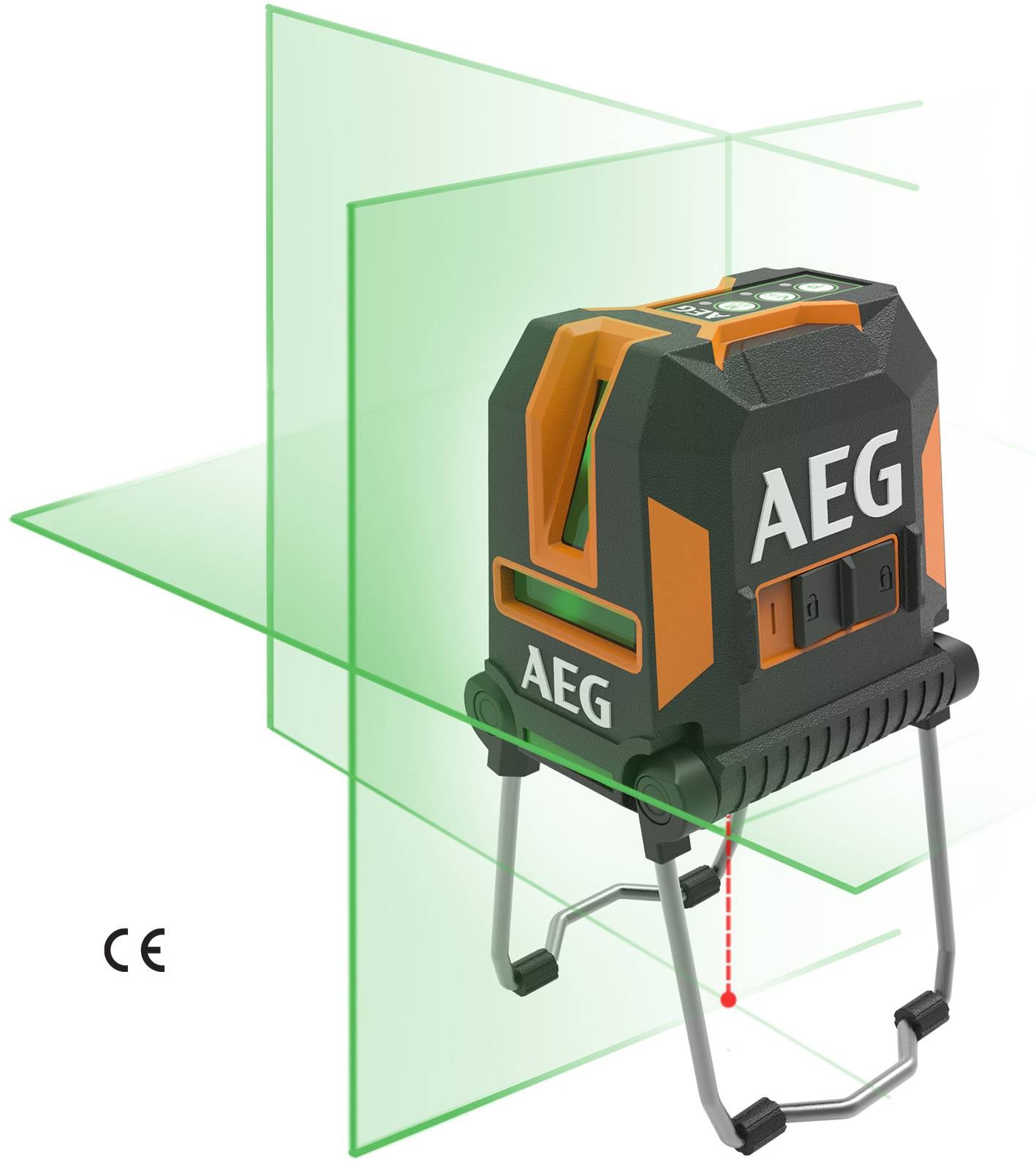 GRÜNER KREUZLINIENLASER MIT LOTPUNKT 'CLG330-K' AEG 3 Linien – Reichweite bis zu 30 Meter