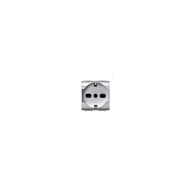PRISE ITALIENNE/ALLEMANDE « MYLIFE » 10/16A 250V 2P+T - Gris