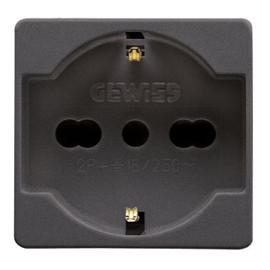 PRISE ITALIENNE/ALLEMANDE « SYSTEM » 10/16 A 250 V 2P+T - Blanc