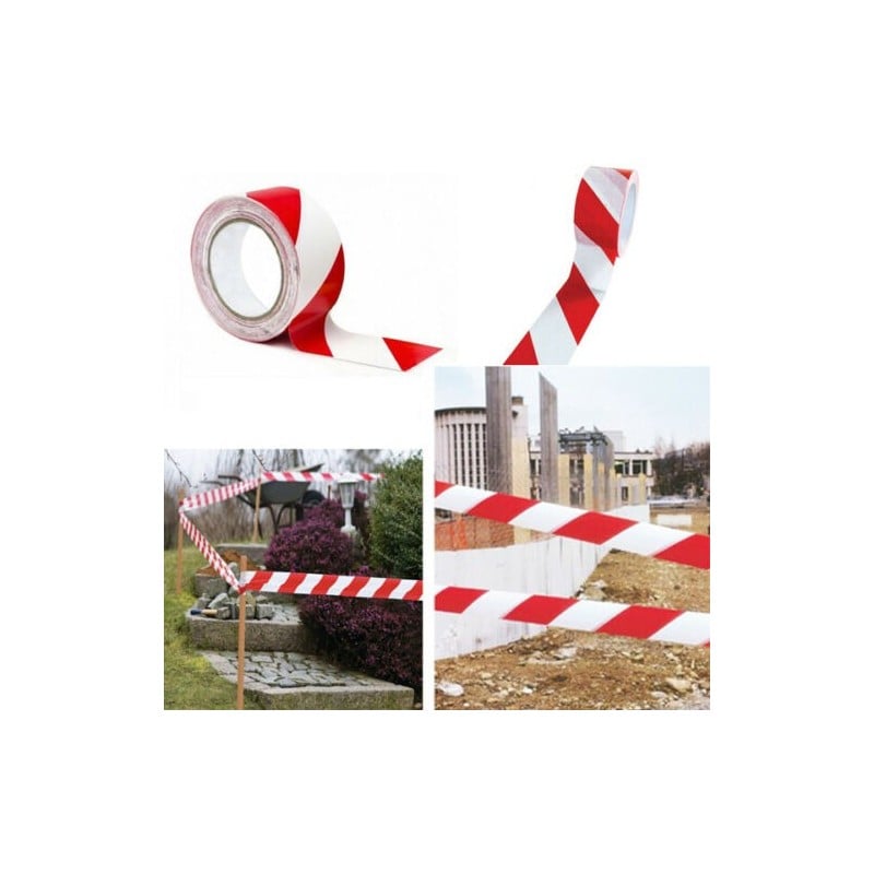 NASTRO SEGNALETICO ADESIVO 50 mm x 33 mt - Colore bianco/rosso