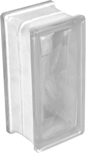 BRIQUE DE VERRE ONDULÉE VERTICALE TRANSPARENTE 19x9x8 cm