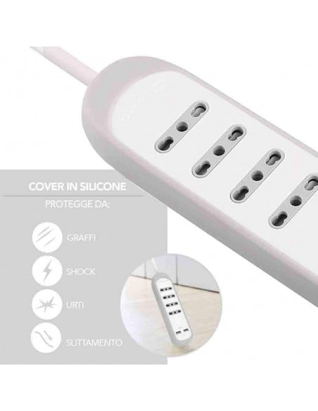 MULTIPRESA CON USB 4 posti + 2 USB