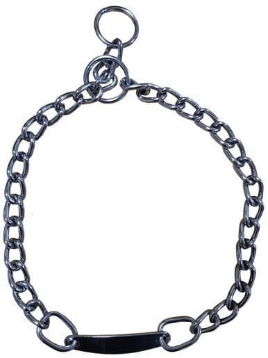 COLLARE PER CANI A STRANGOLO IN METALLO CON PIASTRA CARDINALE 16 mm x 35 cm