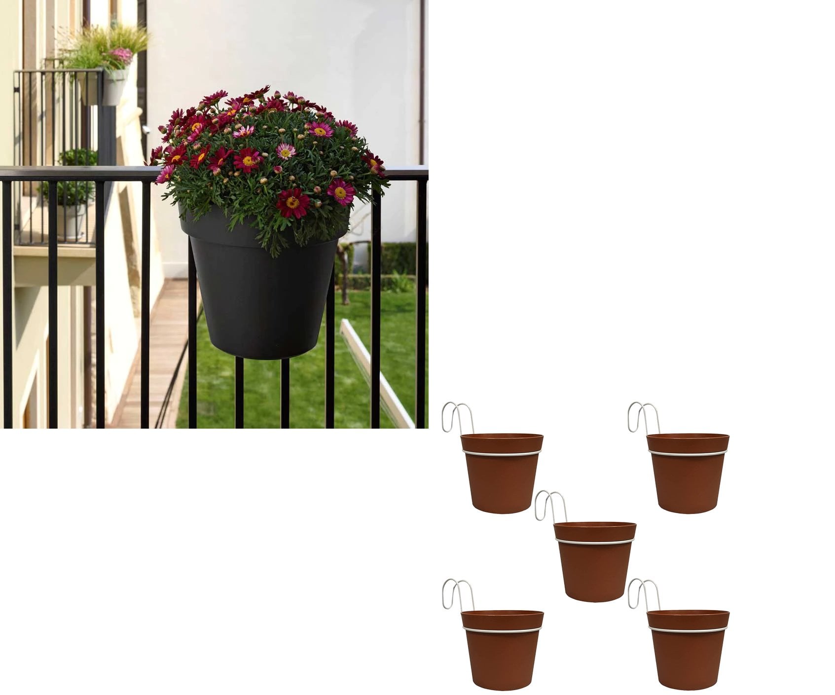 KIT VASI CON BALCONIERA 'POP-UP' Ø 12x13h - Colore Avana