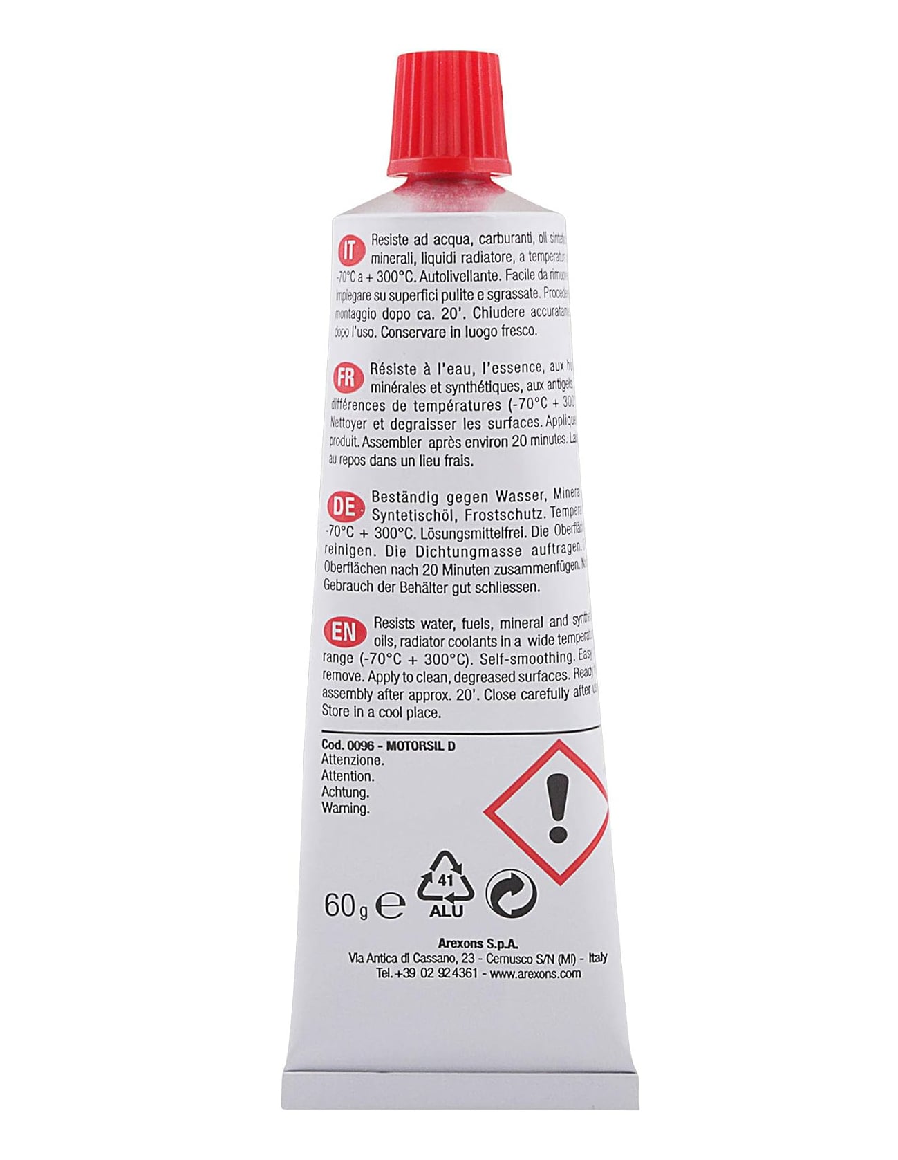 GUARNIZIONE SILICONICA 'MOTORSIL D' 60 gr - colore rosso