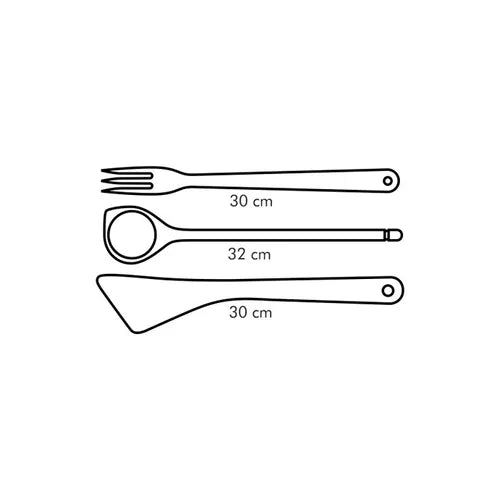 SET CUCCHIAIO - PALETTA - FORCHETTONE 'WOODY' 30 cm - 30 cm - 32cm -  3 pezzi