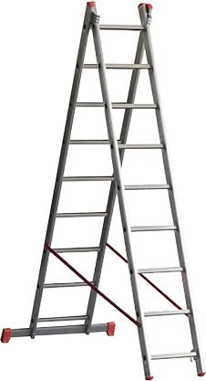 SCALA A DUE ELEMENTI 'OR2' 9+9 gradini - H. 4,30 mt - montante 73x25 mm