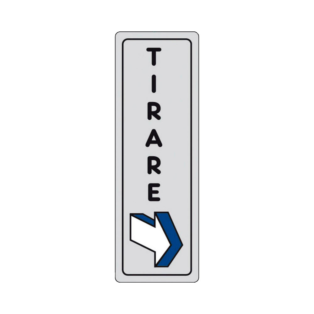 ETICHETTA 'TIRARE' CON FRECCIA 15x5 cm