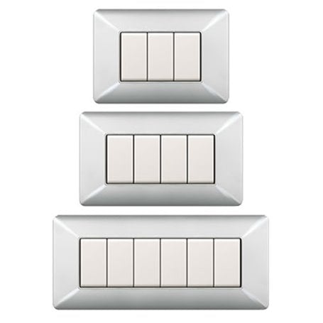 PLACCA COPRINTERRUTTORE IN ALLUMINIO CHIARO 'EASY' 4 Posti