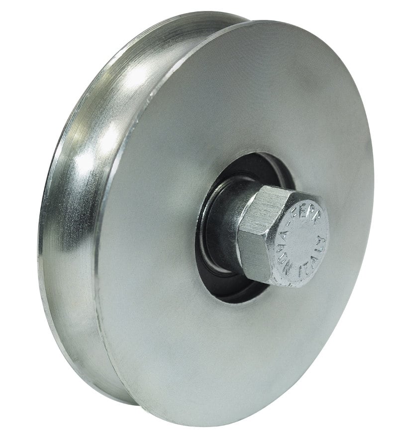 RUOTA CON BULLONE PER CANCELLI GOLA TONDA 100 mm