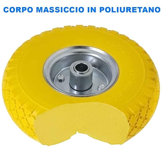 RUOTA IN POLIURETANO PER CARRELLI CON DISCO IN ACCIAIO CARDINALE  260x85 mm - portata 120 kg