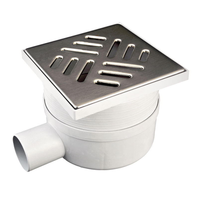 CHIUSINO CON SCARICO LAT. TELESCOPICO GRIGLIA IN ACCIAIO INOX 15x15 cm - scarico Ø 50 mm