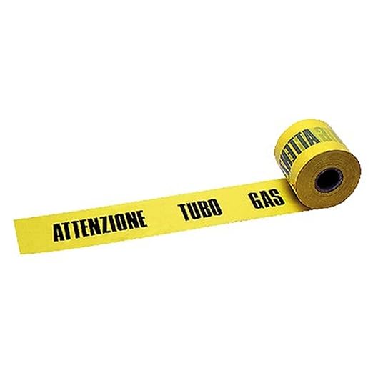 NASTRO SEGNALETICO 'ATTENZIONE TUBO GAS' 10 cm x 200 mt