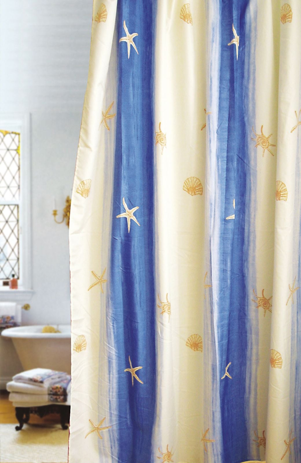 TENDA DOCCIA IN POLIESTERE 'OLTREMARE' 240x200 cm - Beige/Azzurro