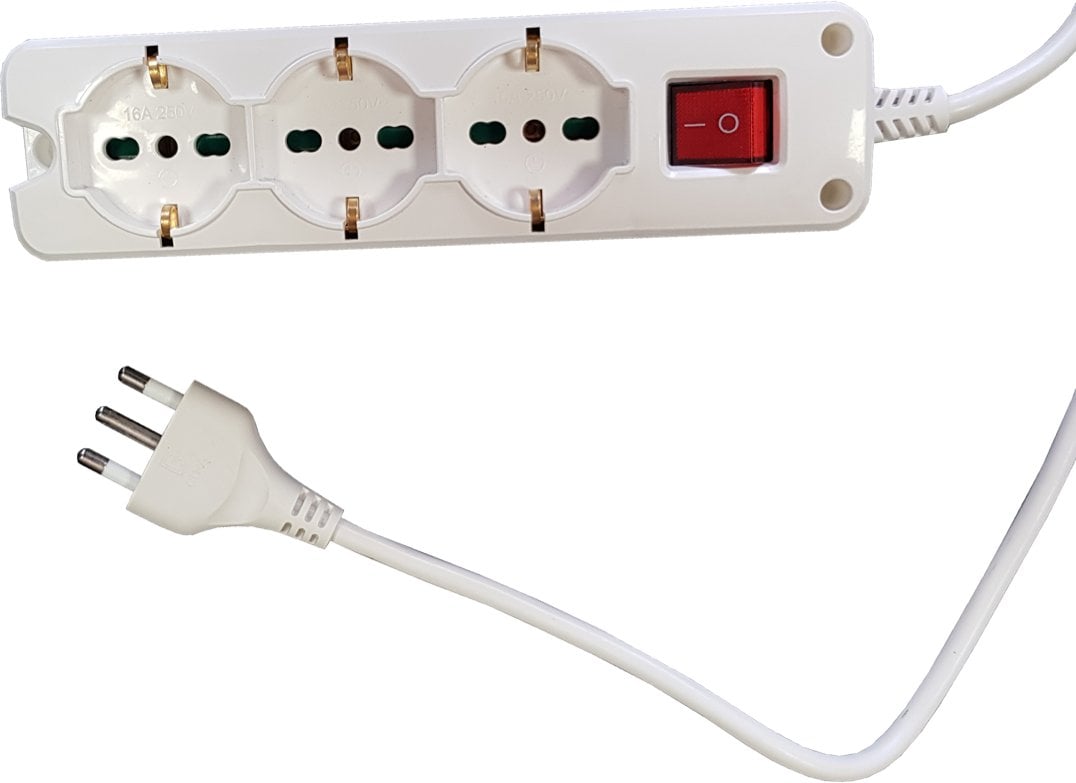 BLOC MULTIPRISE COMPACT AVEC INTERRUPTEUR CARDINAL 6 voies (2+4)